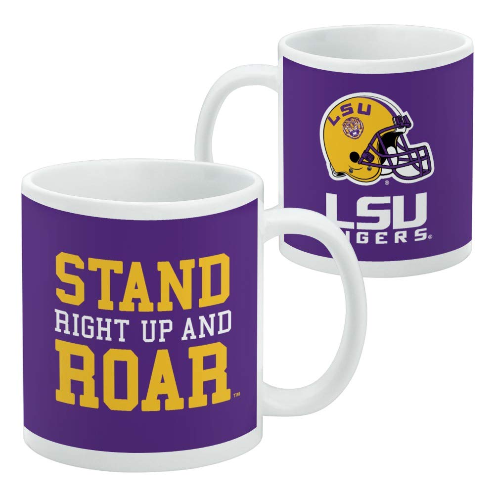 Stand Up and Roar LSU Tigers Football Ceramic Coffee Mug, Novelty Gift Mugs for Coffee, Tea and Hot Drinks, 11oz, White