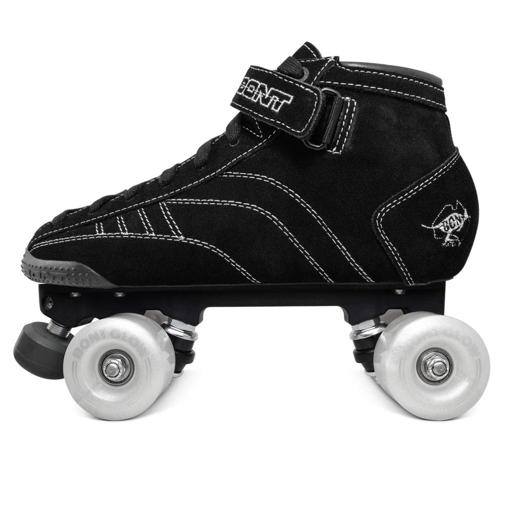 Bont Skates - Prostar Black Suede Professional Roller Skates with Glow Light Up Led Wheels - Indoor and Outdoor - Youth - Boys - Girls - Men - Women