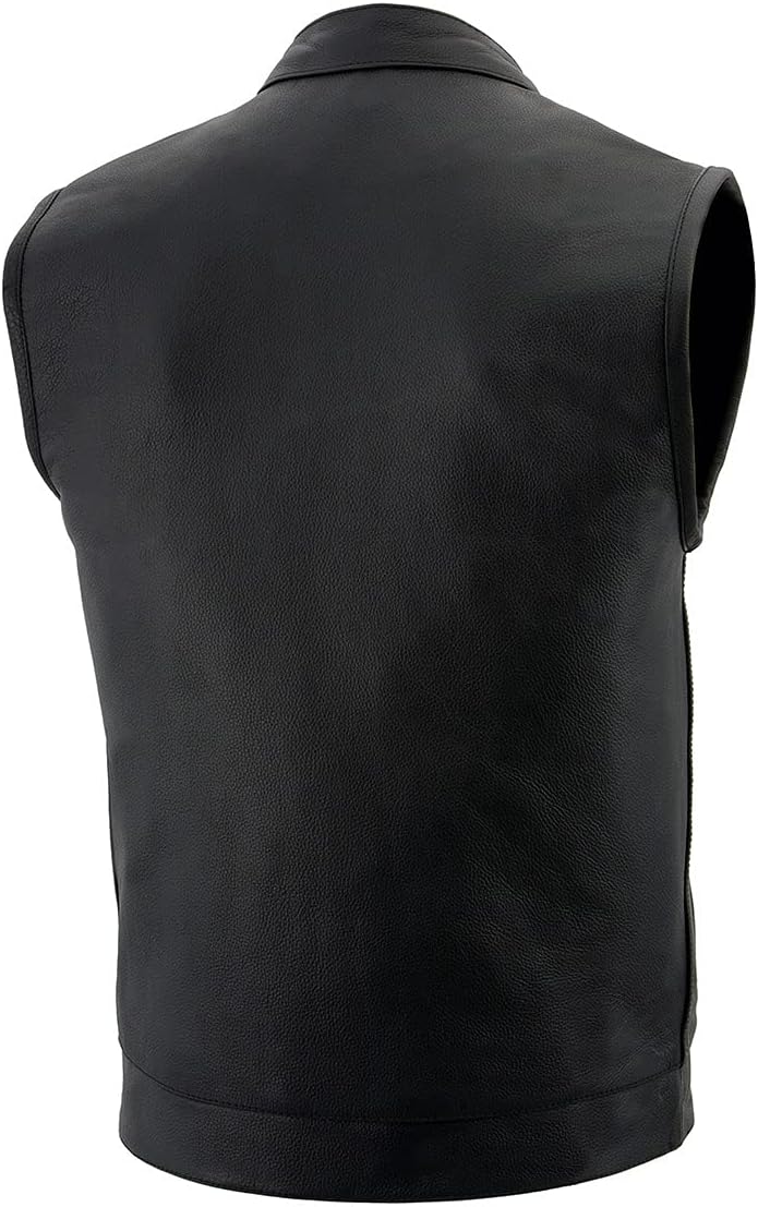 Milwaukee Leather LKM3713 Men's Black Leather Club Style Motorcycle Rider Vest W/Dual Closure Zipper and Snaps - Image 9