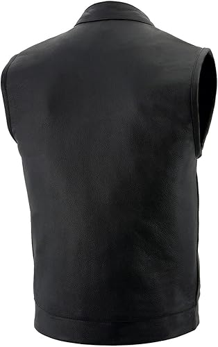 Miniatura 59 de Milwaukee Leather Chaleco de cuero premium para motociclista estilo club para hombre LKM SH