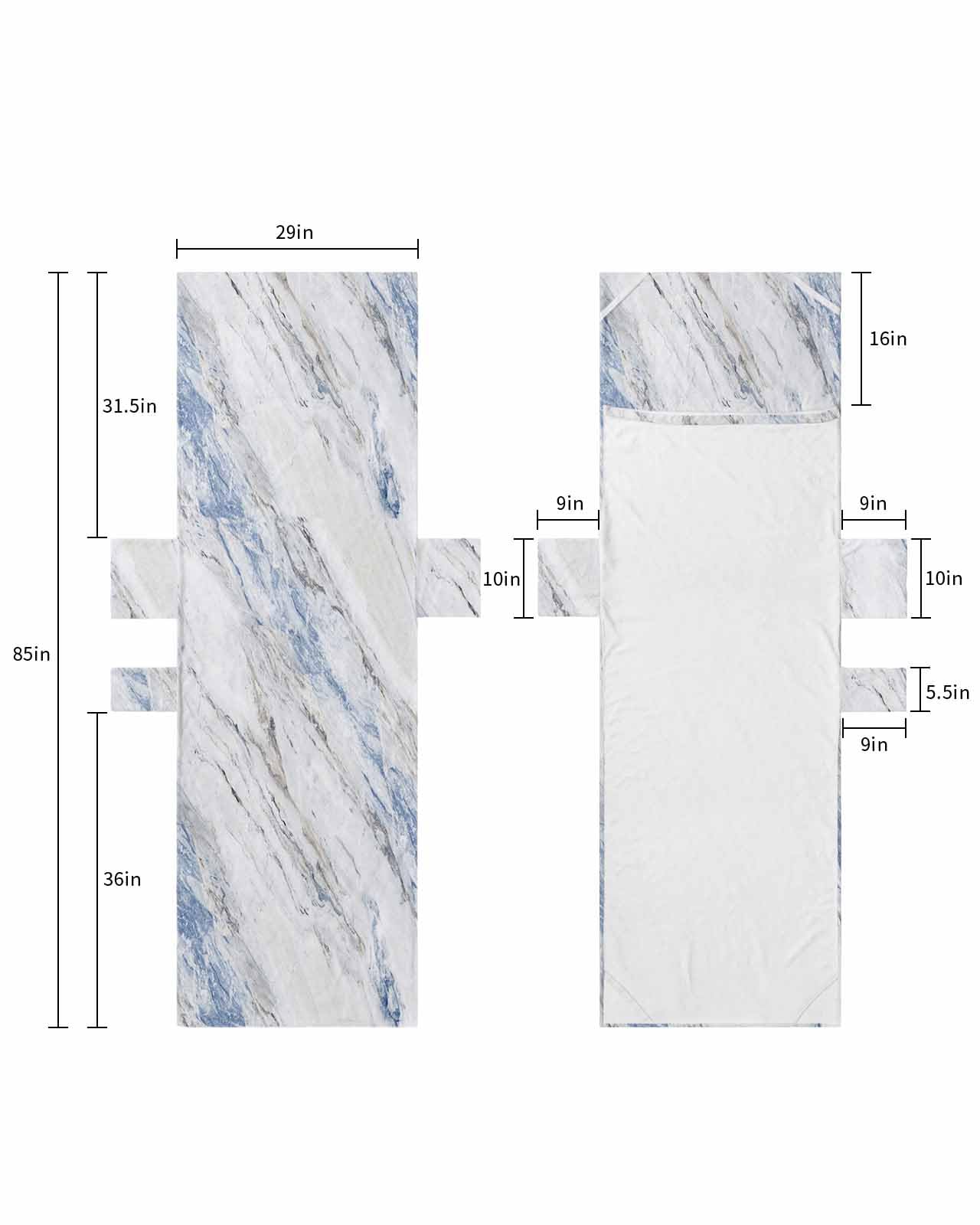 Blue Marble Beach Lounge Chair Towel Cover, Soft Chaise Lounge Towel with Side Pockets Patio Pool Chairs Cover for Beach/Pool Sunbathing 29x85 Modern Abstract White Grey Aesthetics Art