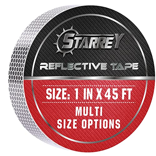 Starrey Flexible Reflective Tape White Silver 1 Inch X 45 Feet High Intensity Grade Dot-C2 Safety Tape Waterproof Conspicuity Trailer Reflector #TOP5