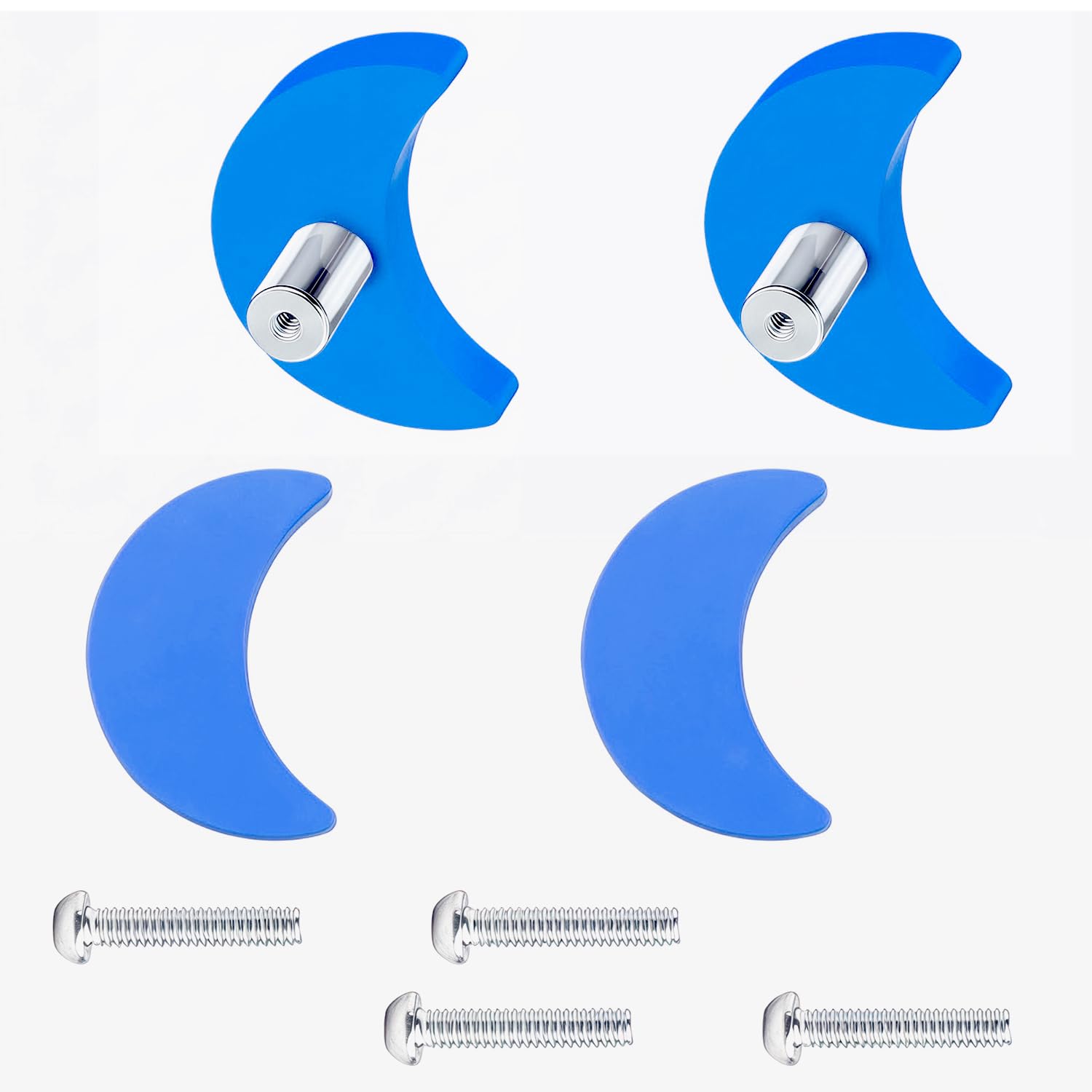 DIPZO 4PCS Moon Shape Cabinet Knobs, Decorative Drawer Pull Handles with Screws, Soft Knobs for Children's Room, Closet, Bedrooms, Cupboards, and Furniture