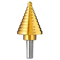 Vista 11 de Juego de 3 brocas escalonadas, brocas escalonadas de titanio HSS para metal, 28 tamaños con bolsa portátil