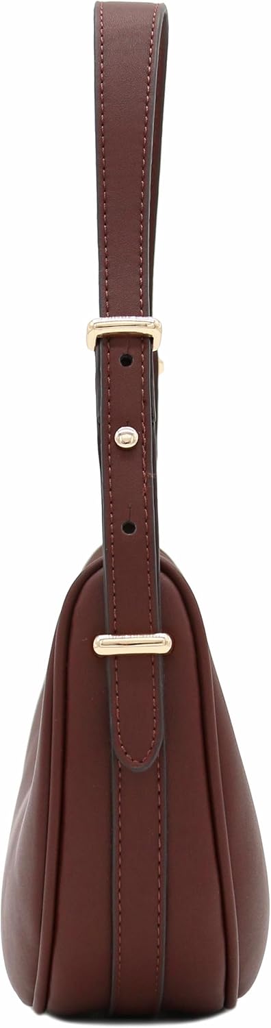 Small Crescent Smooth Faux Leather Underarm Shoulder Bag - Image 4