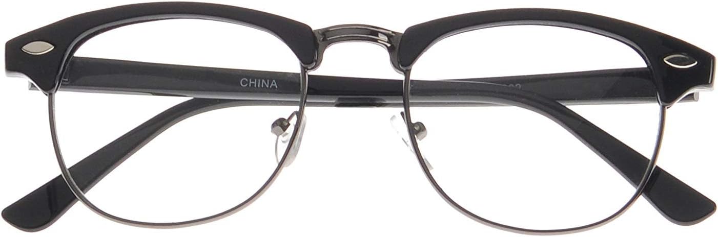 MLC EYEWEAR ยฎ Vintage Inspired Classic Half Frame Nerd Wayfarers UV400 Clear Lens Glasses