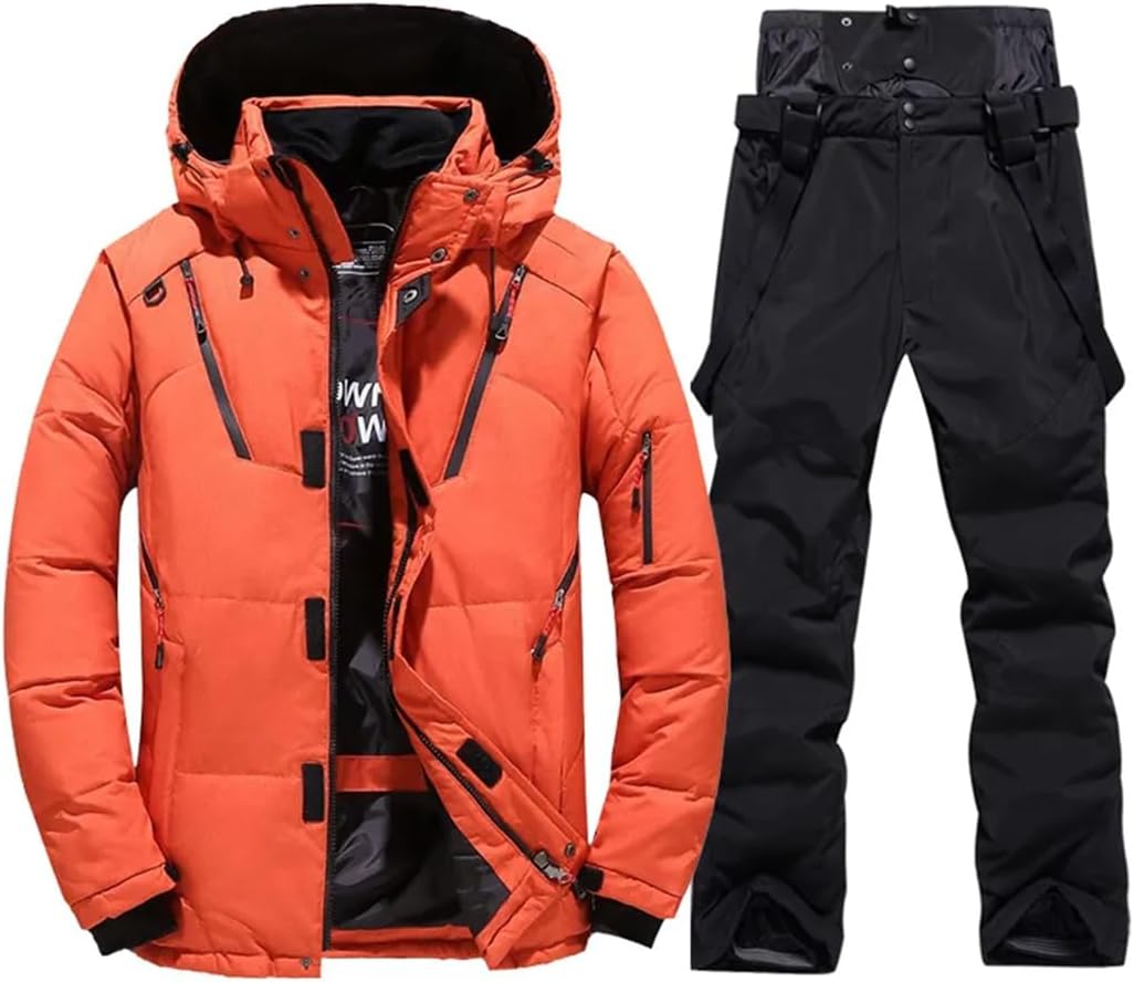 Men Winter Snow Down Jacket And Pants Warm Waterproof Windproof Skiing And Snowboarding Suits Coat