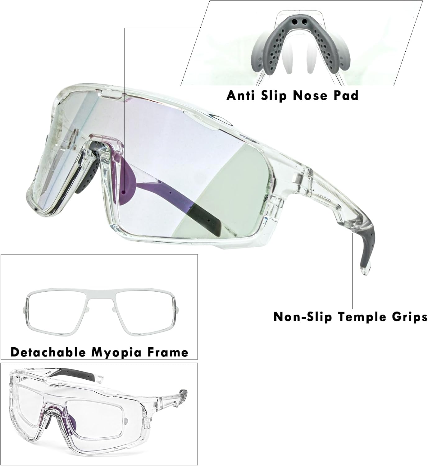 Cycling Goggles UV-responsive Vibrant Color Tinted Photochromic Sunglasses Anti-UVA UVB