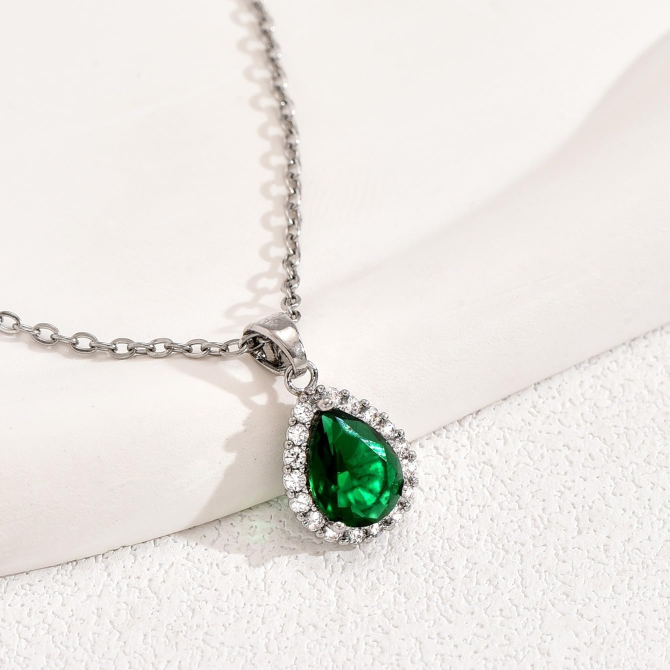 Gold & Sliver -Multicolor Teardrop Cubic Zirconia Pendant Necklace Collection, Halo - Paved, Elegant Dainty Jewelry for Daily & Evening Wear