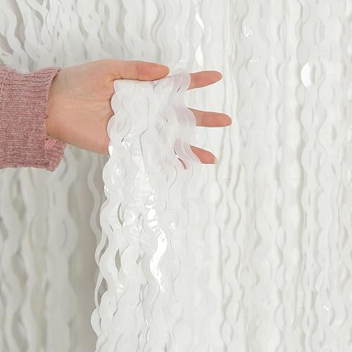 Miniatura 24 de Paquete de 4 cortinas onduladas con flecos de oropel metálico dorado champán, telón de fondo de flecos metálicos de 3.3 x 6.6 pies para fiestas