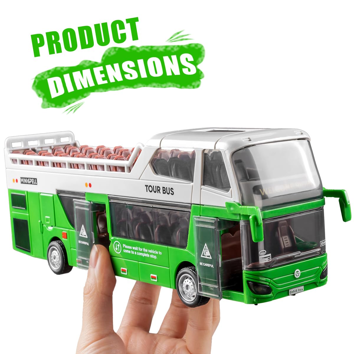 Autobús urbano de juguete con luces y sonidos para niños y niñas, juguete realista de autobús de dos pisos, gran regalo para niños y niñas a partir de 3 años (verde) 6