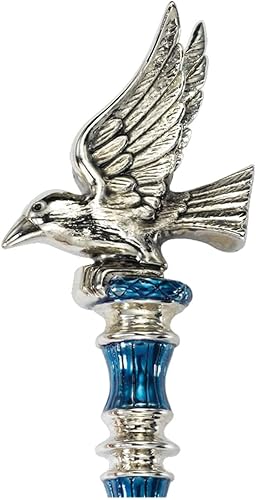 Miniatura 7 de The Noble Collection Harry Potter Ravenclaw - Bolígrafo chapado en plata, 8 pulgadas (8.3 in) rematado con la mascota Raven House de Ravenclaw, con