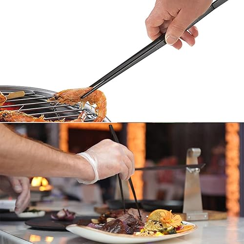 Miniatura 9 de Pinzas profesionales de cocina y cocina de 12 pulgadas, pinzas largas de acero inoxidable, barbacoa, enchapado, multiuso