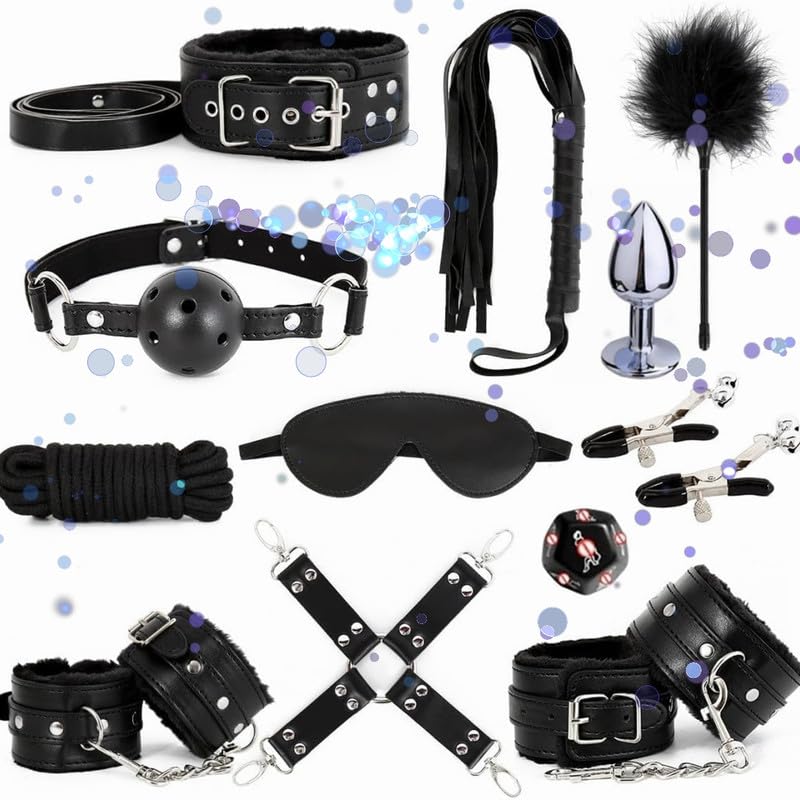 Accesorios Multifuncionales De 12 Piezas De Cuero Suave del Kit De Fitness con Cuerda De Nylon Y MáScara para Los Ojos, Accesorios De Ocio para El Hogar, Regalo De Pareja - D8