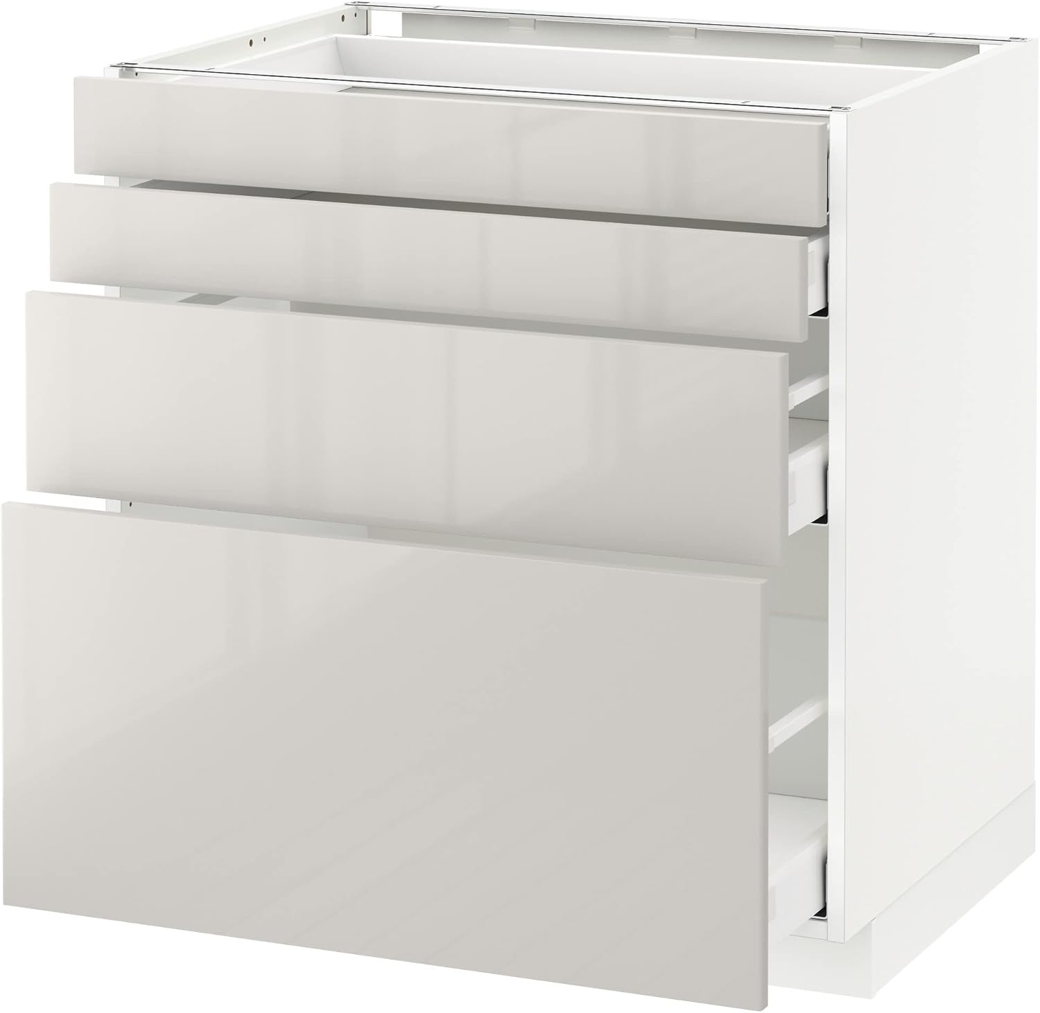METOD/MAXIMERA Base Cab 4 frnts/4 Drawers, White/Ring Hartolite Grey, 80x60cm