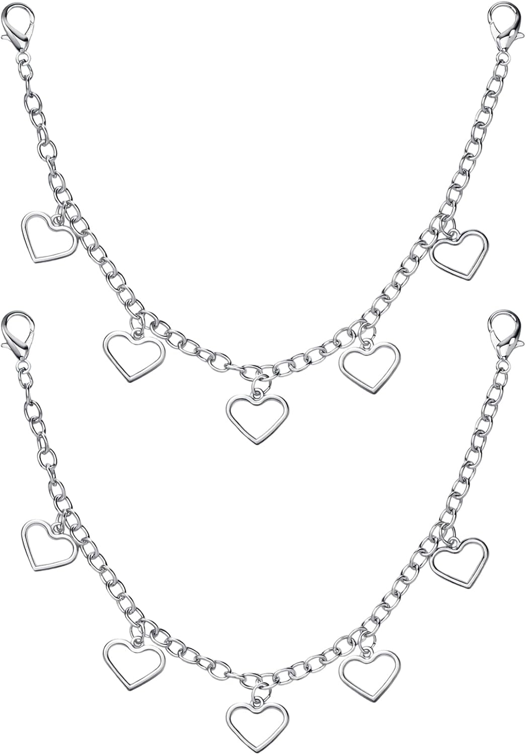 2 PCS Shoe Chains Silver Boot Chains Shoe Jewelry for Sneakers Boot Charms Shoes Decoration Accessories for Cowboy Sneaker Pants Jeans Women