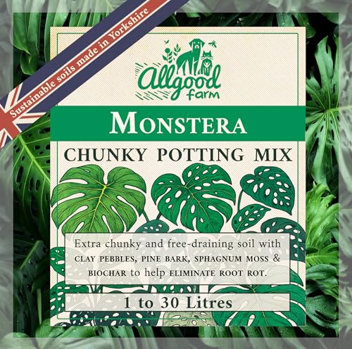 Allgood Farm Monstera Soil - Chunky Aroid Potting Soil Mix for Swiss Cheese Plant Deliciosa Albo (5 Litres)