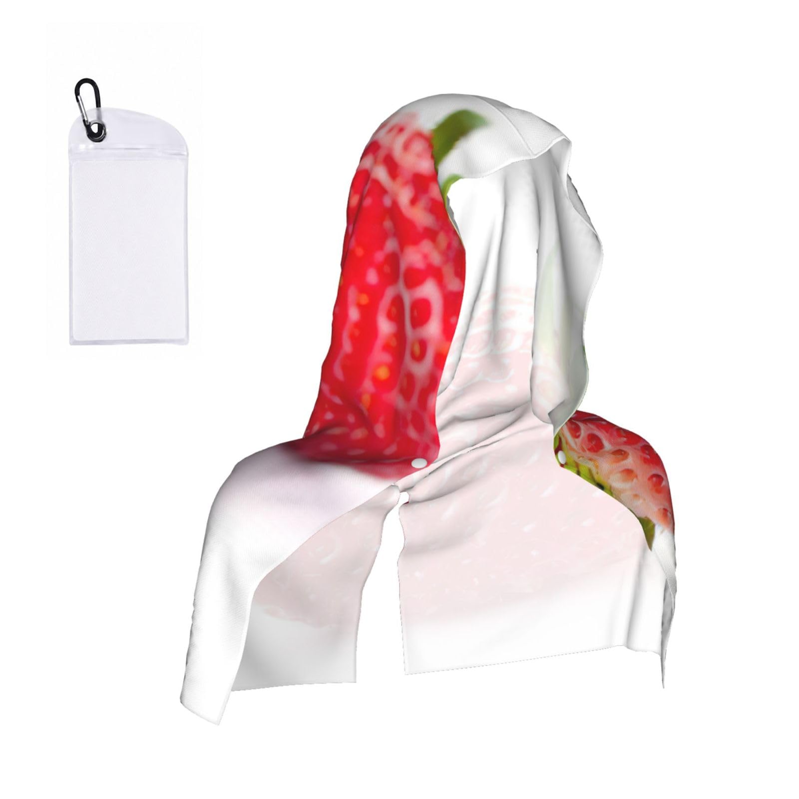 DUWAA Strawberry Print Cooling Hooded Sports Towel, 30×60cm Quick Drying Summer Cool Head Wrap For Neck And Face