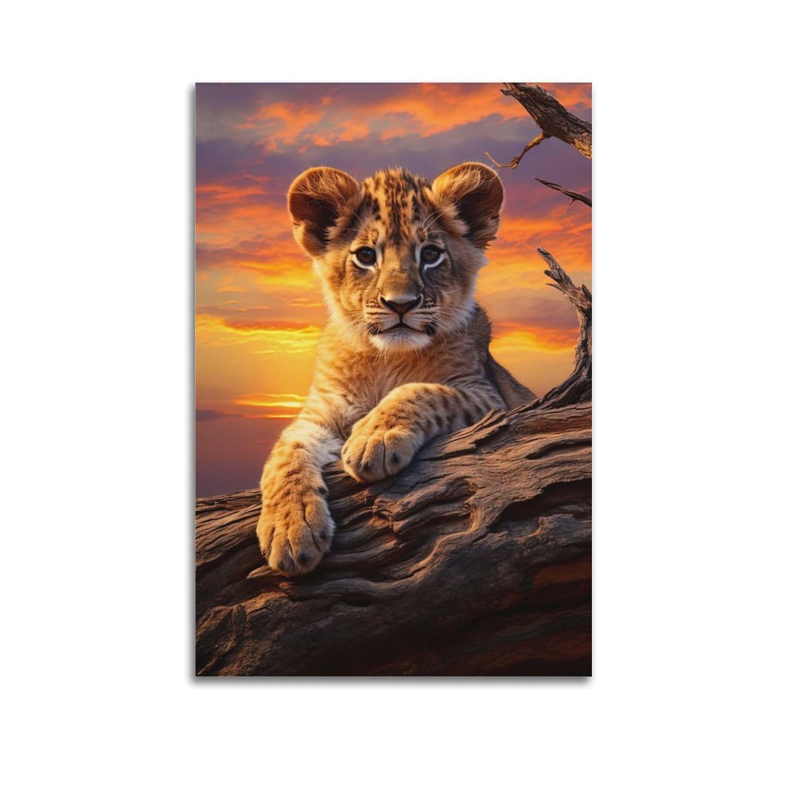 HUIYHB Wildlife Artwork Poster Cute Little Asiatic Lion Poster Decorative Painting Canvas Wall Posters And Art Picture Print Modern Family Bedroom Decor Posters 12x18inch(30x45cm)