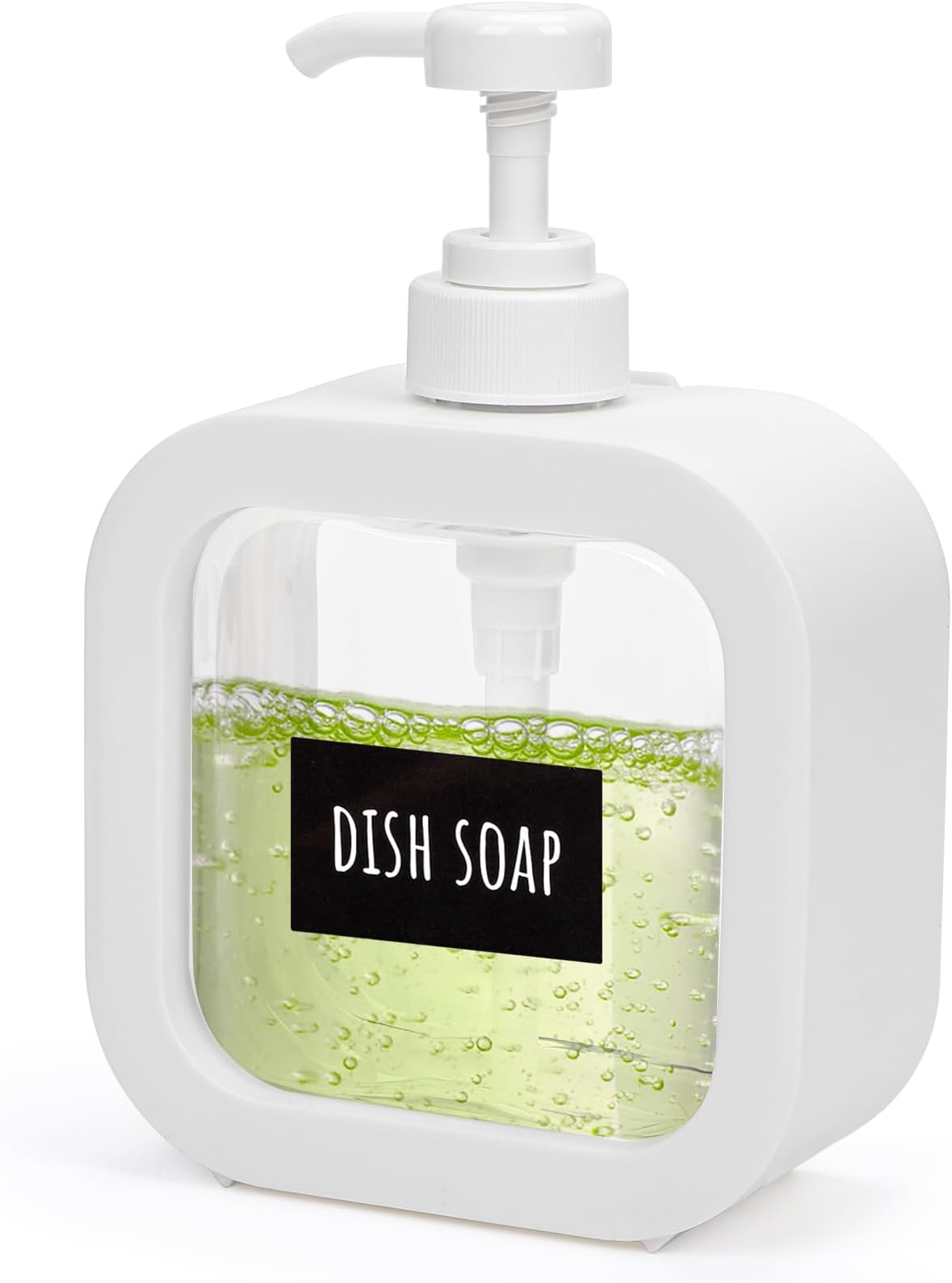 Segbeauty 16.9oz Empty Refillable Hand Soap Dispenser, White Leak-Proof Bathroom Soap Dispensers, 500ml Dish Soap Dispenser for Kitchen Sink, Plastic Shampoo Bottles with Pump and Labels
