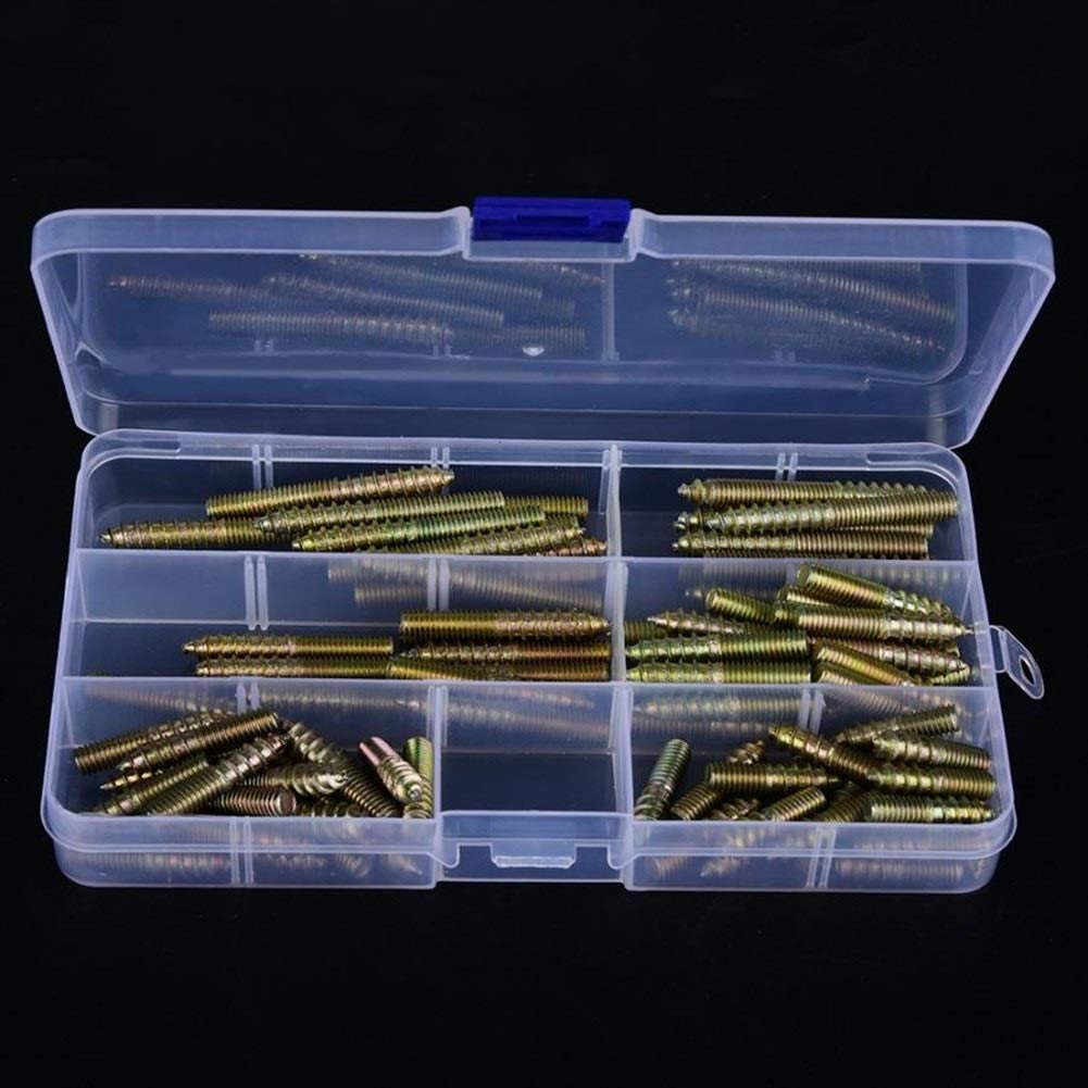Nägel und Schrauben Kit 90 stücke M6x25 / 30/35/40/50/60mm Dübel Schraube Holzbearbeitungsmöbel Stecker Doppel Beendig Schraubaufhänger Bolzeneisen Flachkopf Schrauben Haushalt Werkzeug Set Hardware A