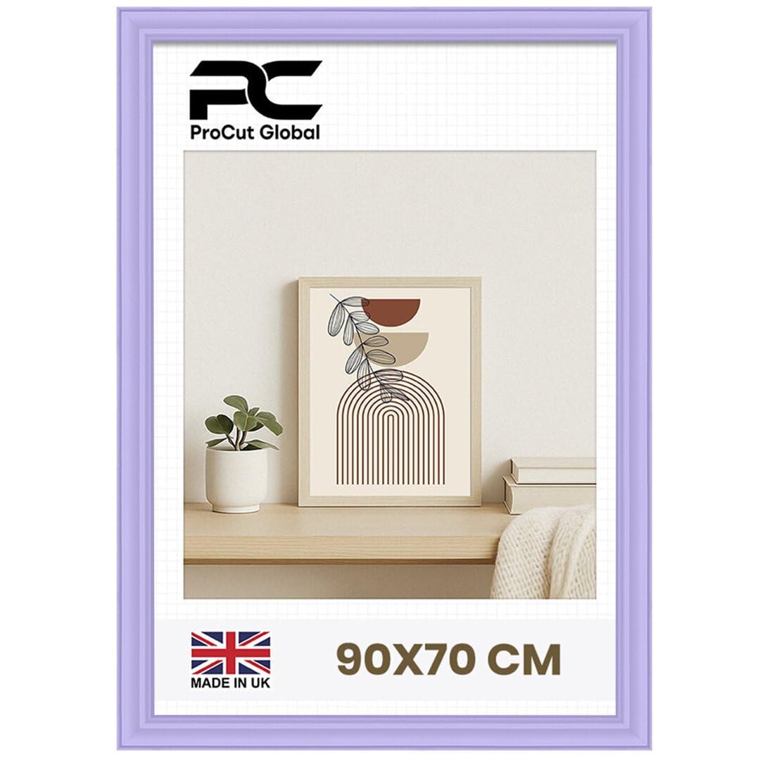 Procut Global 90x70CM Purple Picture Frames - Classic Wooden Photo Frame with Shatterproof Perspex for Wall or Tabletop - Perfect for Posters, Certificates & Prints - Sizes & Colors Available
