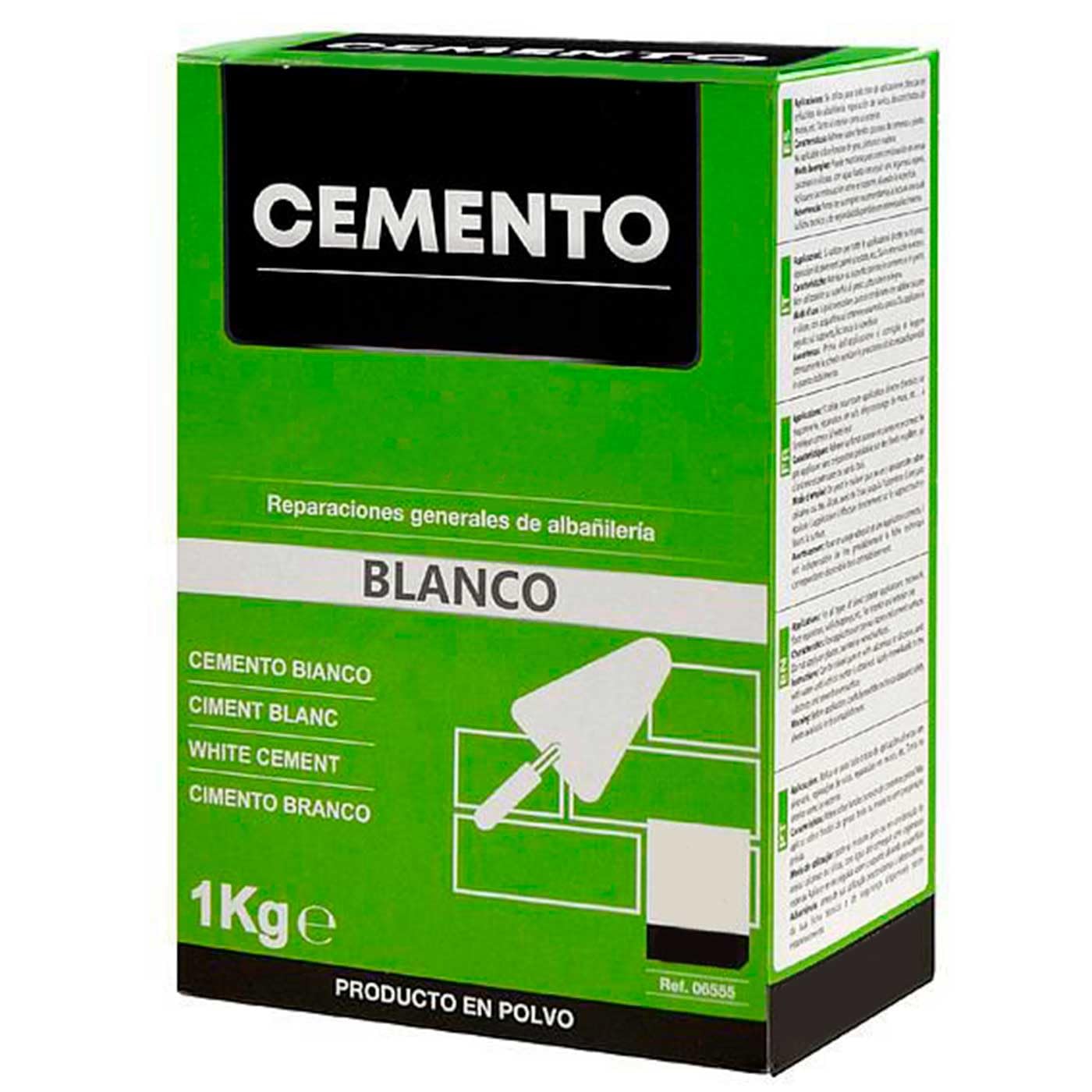 Tradineur - Cemento in polvere per riparazioni generali, muratura, riparazione pavimenti, pareti, uso interno ed esterno, prodotto in Spagna (bianco - 1 kg)