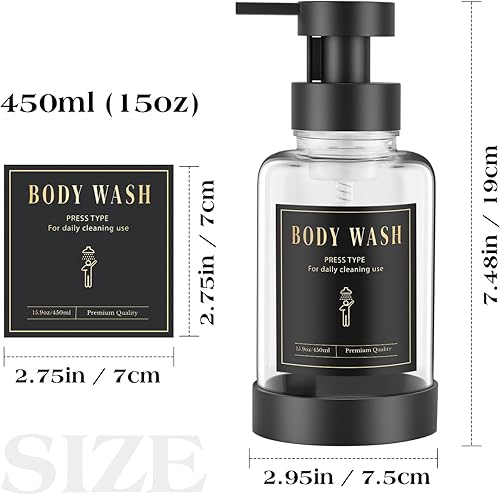 Miniatura 8 de Luxspire Dispensador de jabón espumoso, dispensador de jabón con bomba de espuma de vidrio, dispensador de jabón de manos antideslizante con 5