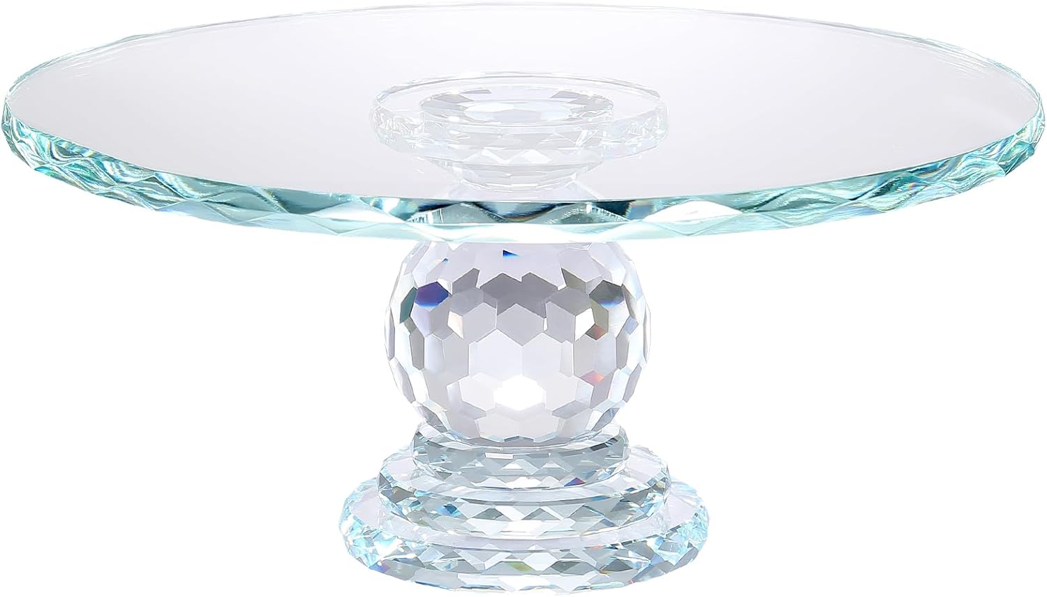 Uten Crystal Glass Cake Stand, 11'' Cake Display Stand, Crystal Glass Fruit Plate, Clear Cake Stand, Display Desserts Holder for Wedding Cakes Serving Platters