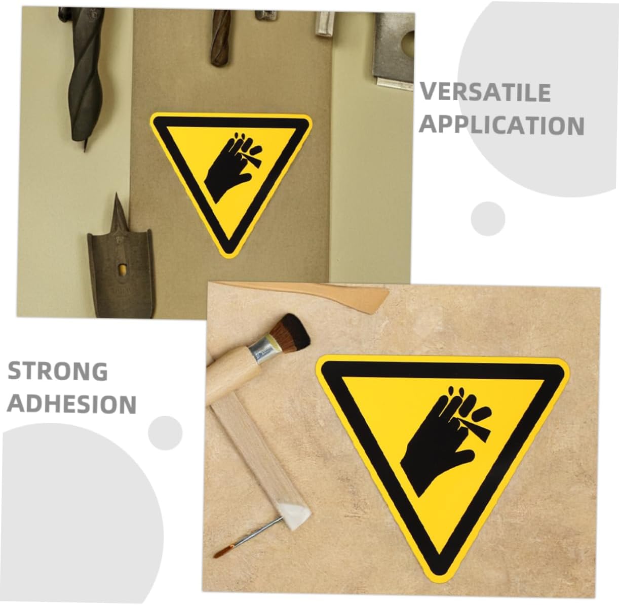 6pcs Hand Warning Stickers for Machinery, Adhesive Safety Labels