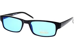 Blue Lens Rectangle Retro Frame - Sunglasses For Women