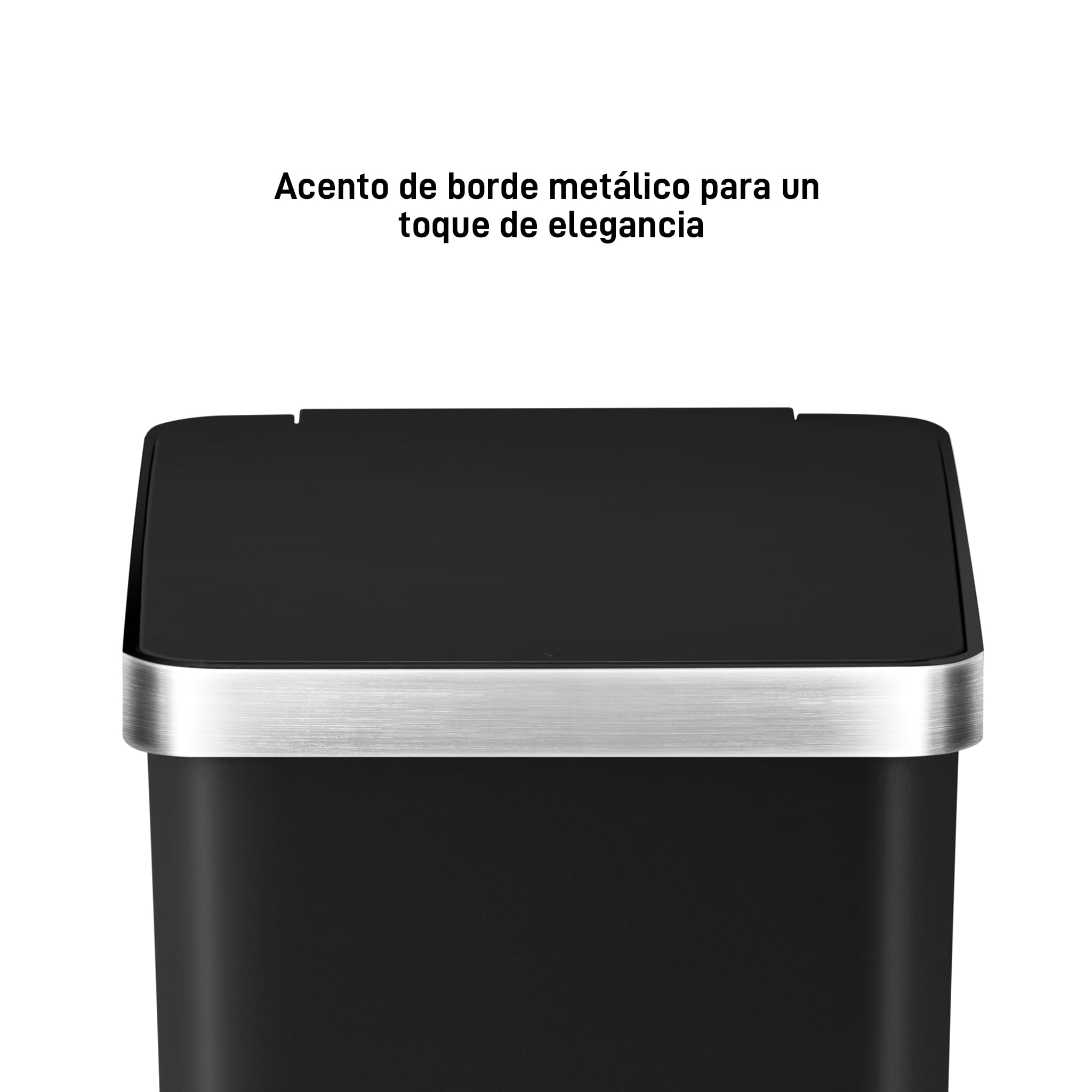 EKO Hana | Cubo de Basura Cocina 30L Negro con Pedal y Cierre Suave | Papelera de Plástico Moderna y Compacta para Cocinas Ordenadas