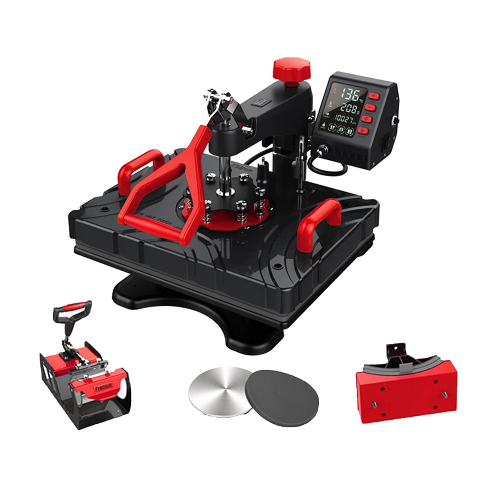 Prensa térmica BaNbe 5 en 1 mejorada con rotación de 360 ​​grados, máquina de transferencia térmica digital combinada de 12 x 15 pulgadas, multifuncional, para camisetas, sombreros, tazas, alfombrillas de ratón y manteles.