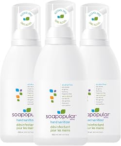 Alcohol Free Foam Hand Sanitizer, 0.15% Benzalkonium Chloride, Hypoallergenic, Fragrance Free, Safer for Kids, 550mL (Pack of 3)
