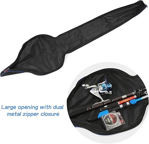 Miniatura 4 de LIXADA Bolsa de caña de pescar de 63 pulgadas, funda protectora portátil para carrete de caña de pescar, plegable, organizador de aparejos de caña
