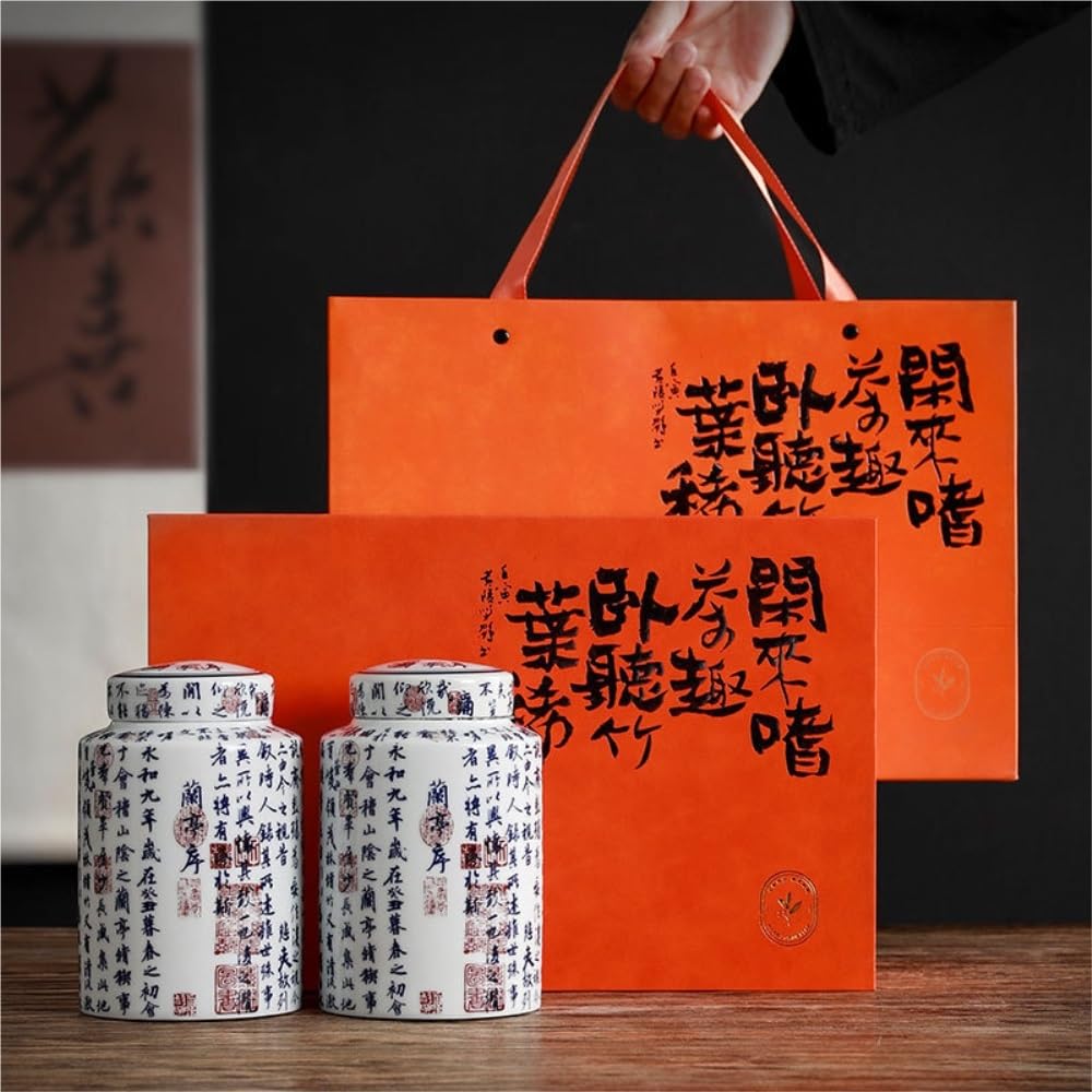 Set Da Tè Contenitore for la conservazione del tè retrò dipinto a mano creativo Barattolo in ceramica sigillato Set da tè Barattolo doppio Set di scatole regalo Barattolo vuoto Barattolo Per Conservar