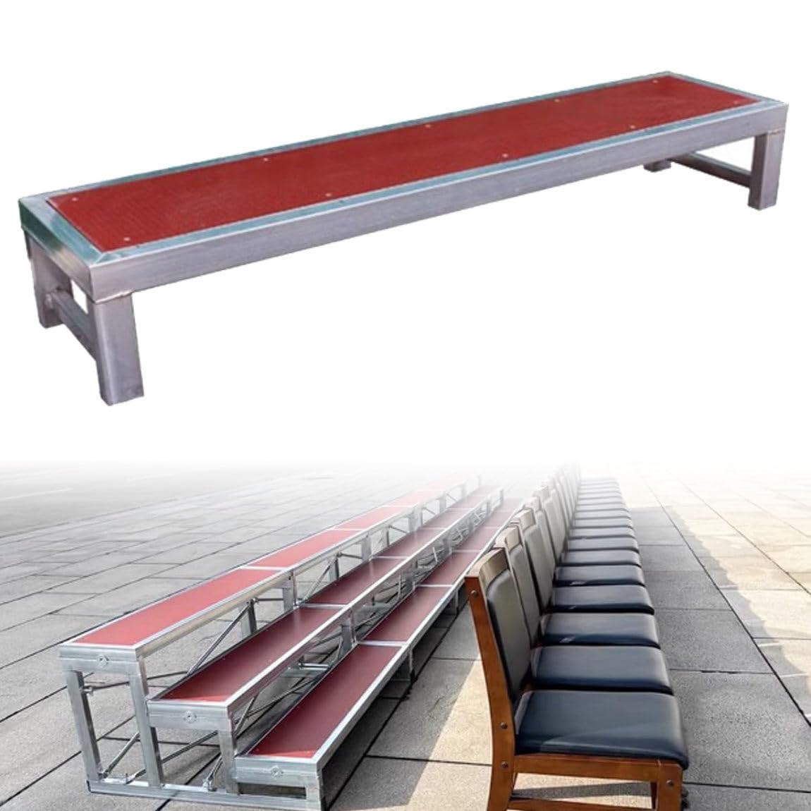 Plataforma coral antideslizante ajustable – Soporte de música de metal y madera contrachapada de 3 niveles para conciertos, bodas y conferencias