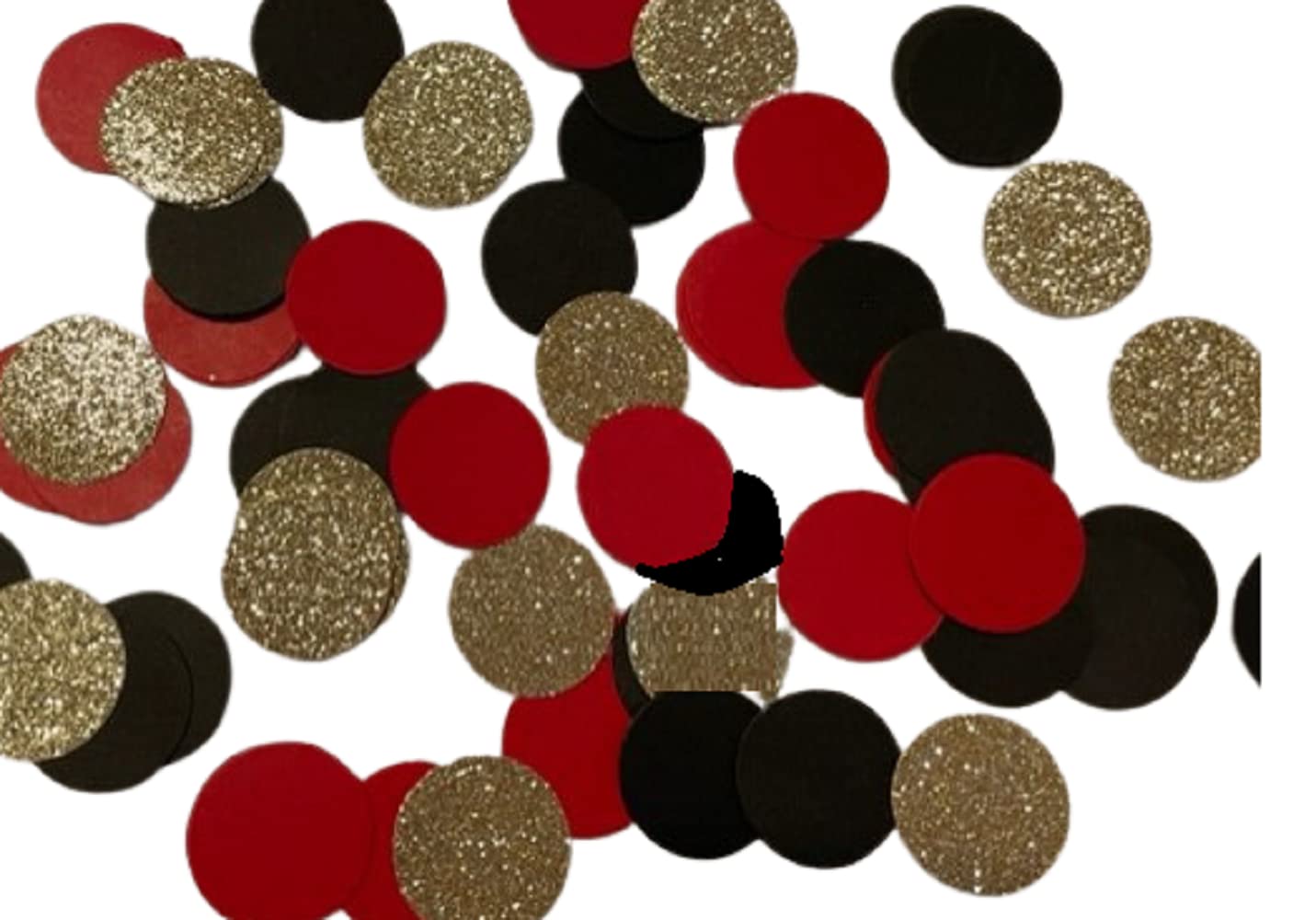 Designs by DH Confetti 100 pieces Paper Circles Black Red Gold Graduation Birthday Bridal Shower Wedding Party Decor