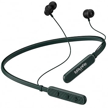 Bouncefit Sonic 144 Bluetooth Wireless Neckband, 35H Continuous Playback Battery, Deep Bass, Stereo Sound, HD Calls, Type C Fast Charging, Rich Audio, Earbuds with Mic Earphones (Green)