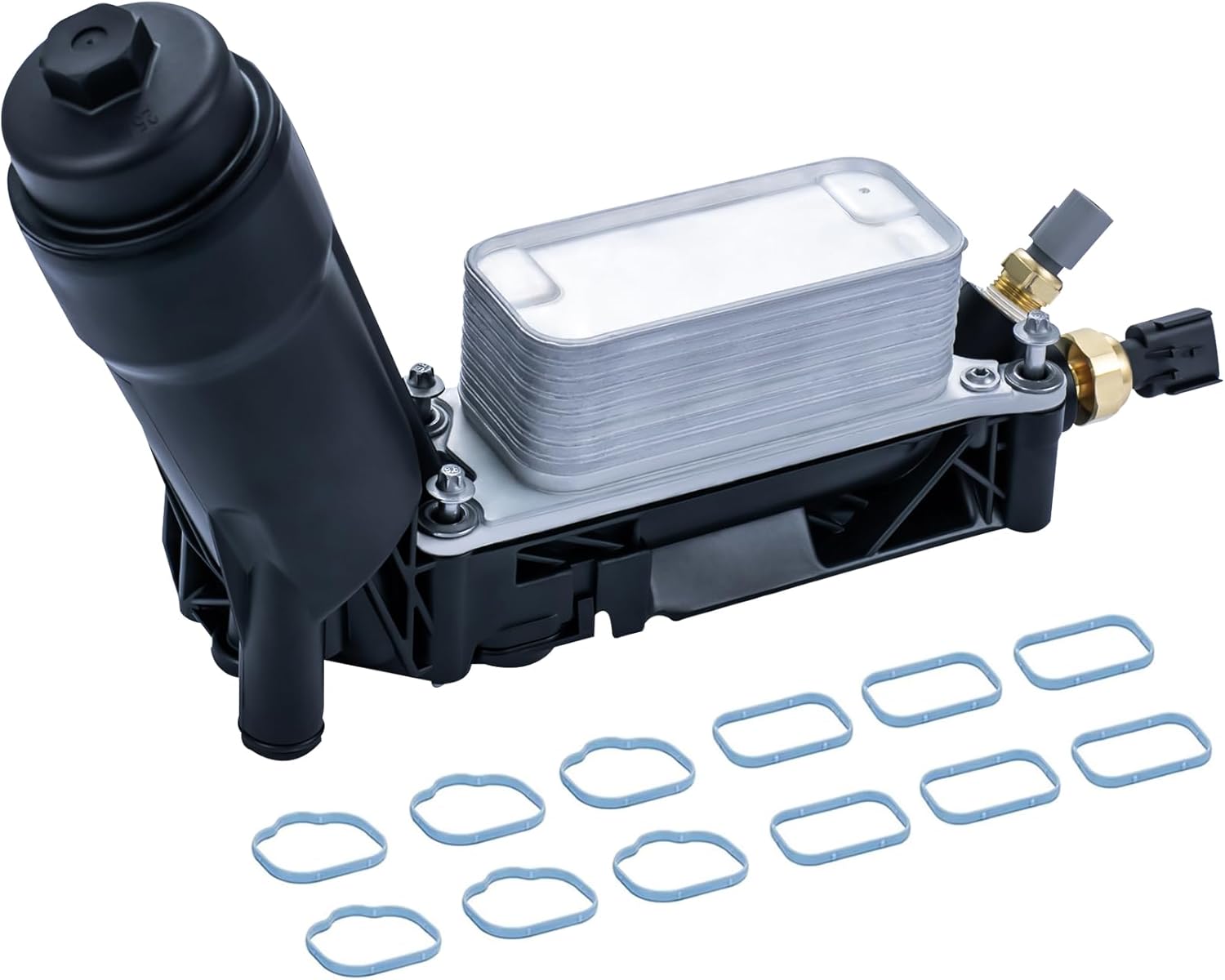 Engine Oil Cooler Filter Housing w/Sensor Compatible With 2011-2013 200 300 Town & Country Avenger Charger Challenger Durango Grand Caravan Journey Grand Cherokee Wrangler Ram 1500 C/V 3.6L