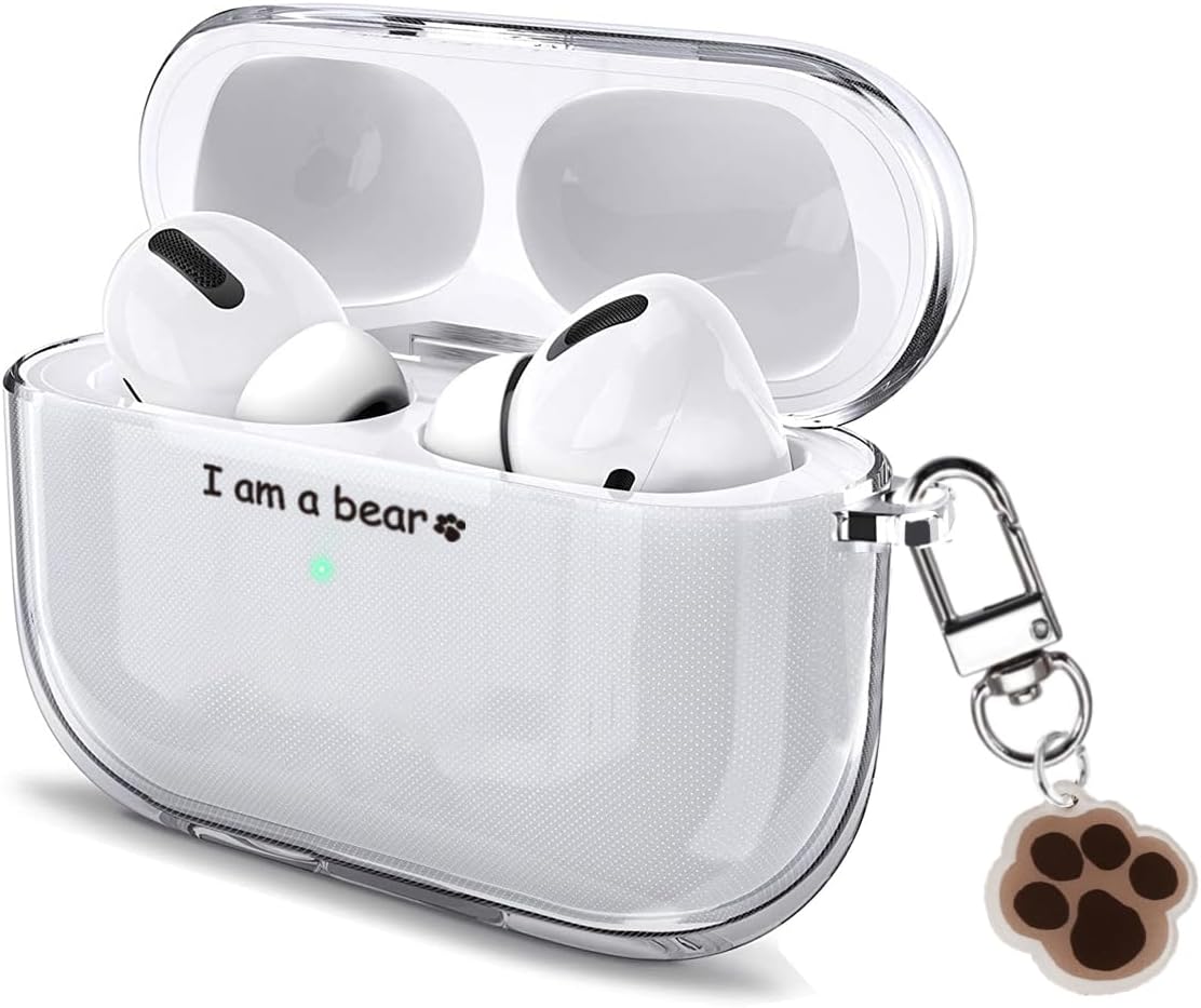 Case Cover for AirPods Pro 3 Cute with Keychain Carabiner 2025, Clear Air Pods Pro 3 Case Cartoon Anime Kawaii Pattern Soft Cover with Ornament for Boys Girls Women(Bear Paw)
