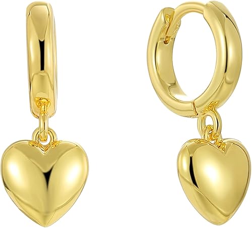 14K Gold Plated Drop Earrings-Medium Huggie Hoop Charm Earrings Lightweight Dangle Earrings for Women-Summer Beach Jewelry Hypoallergenic Gift for
