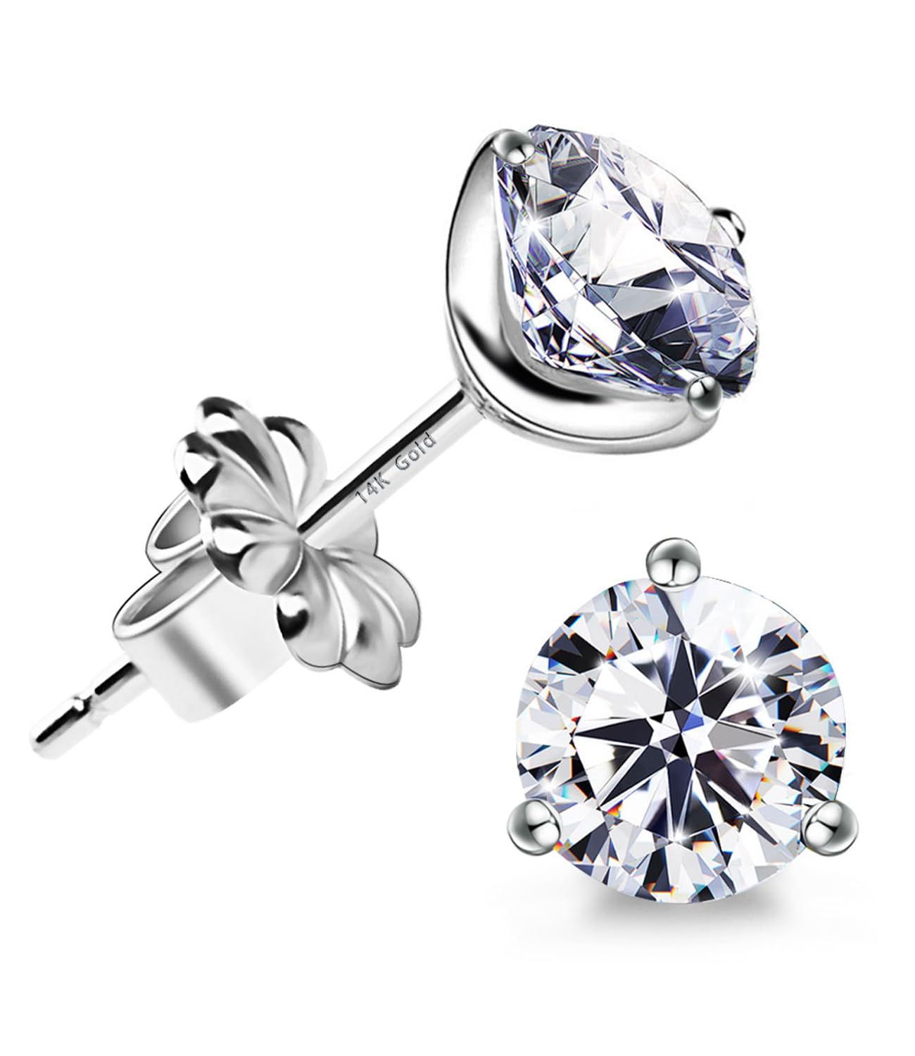 STUNNING FLAME Brilliant Cut CZ Stud Earrings