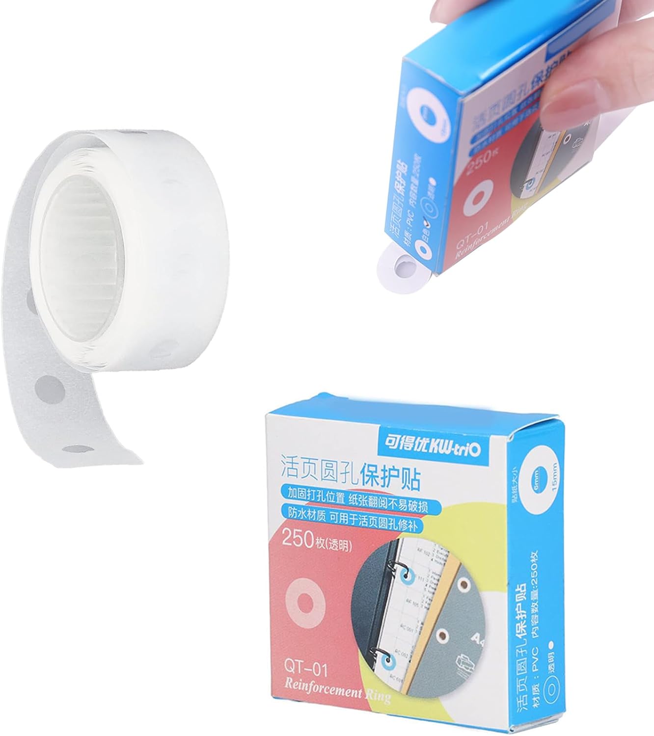 Roontin 500 Pack Hole Reinforcement Ring Labels Stickers, Waterproof