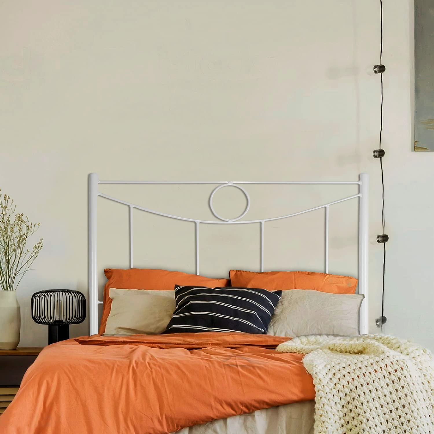 El Herrero Cabecero de forja para Cama | Cabezal Juvenil para Cama de 90 cm | Modelo Marta | Producto Artesanal, Hecho en España (Blanco)