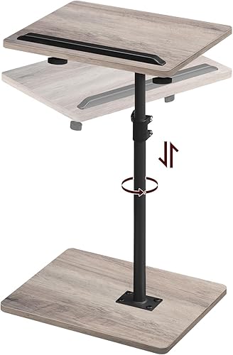 Miniatura 9 de Juego de 2 mesas de bandeja para TV, mesa de bandeja de apoyabrazos de sofá para sofá, mesa de esquina ajustable en altura con giro de 360°, mesas