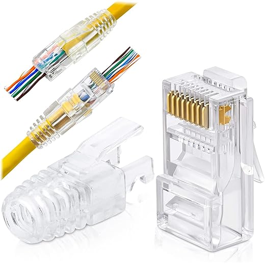 FEDUS RJ45 Cat6 Pass-Through Connectors Pack of 50