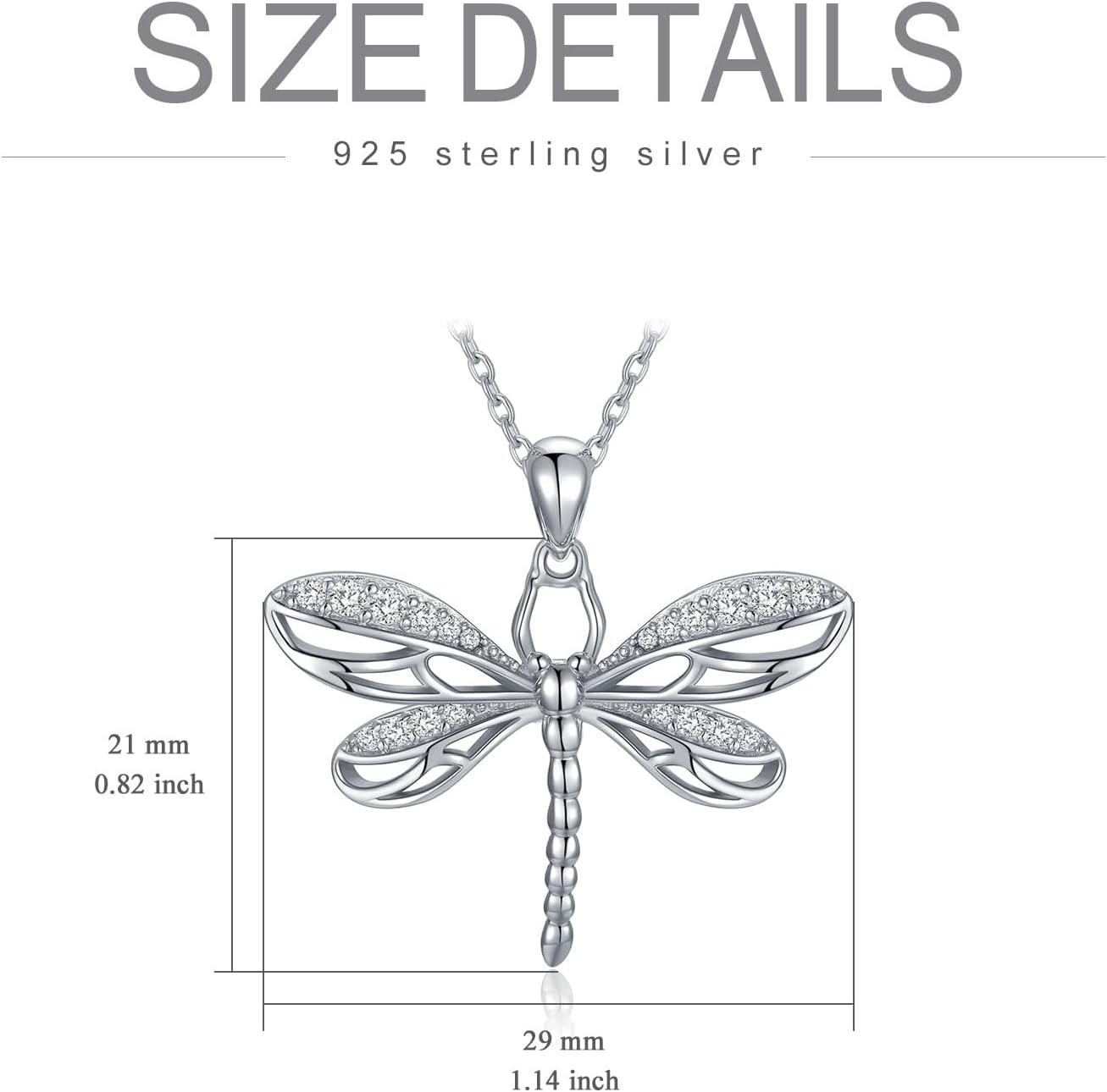 Dragonfly Necklace 925 Sterling Silver Created Opal Double Butterfly/Dragonfly Pendant Heart Valentine's Day Gifts for Women Lover - Image 6