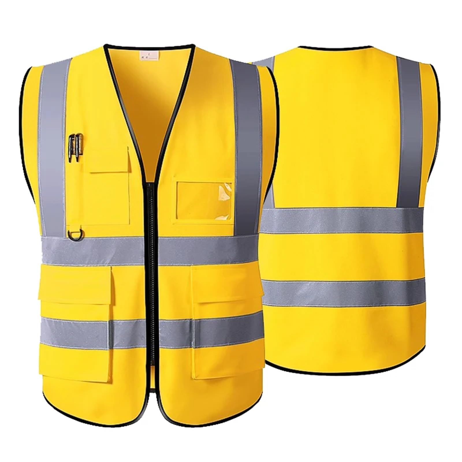 ByNGSDCC Reflective Safety Vest with Zipper & Pockets - High Visibility Construction Workwear(Gold Yellow)