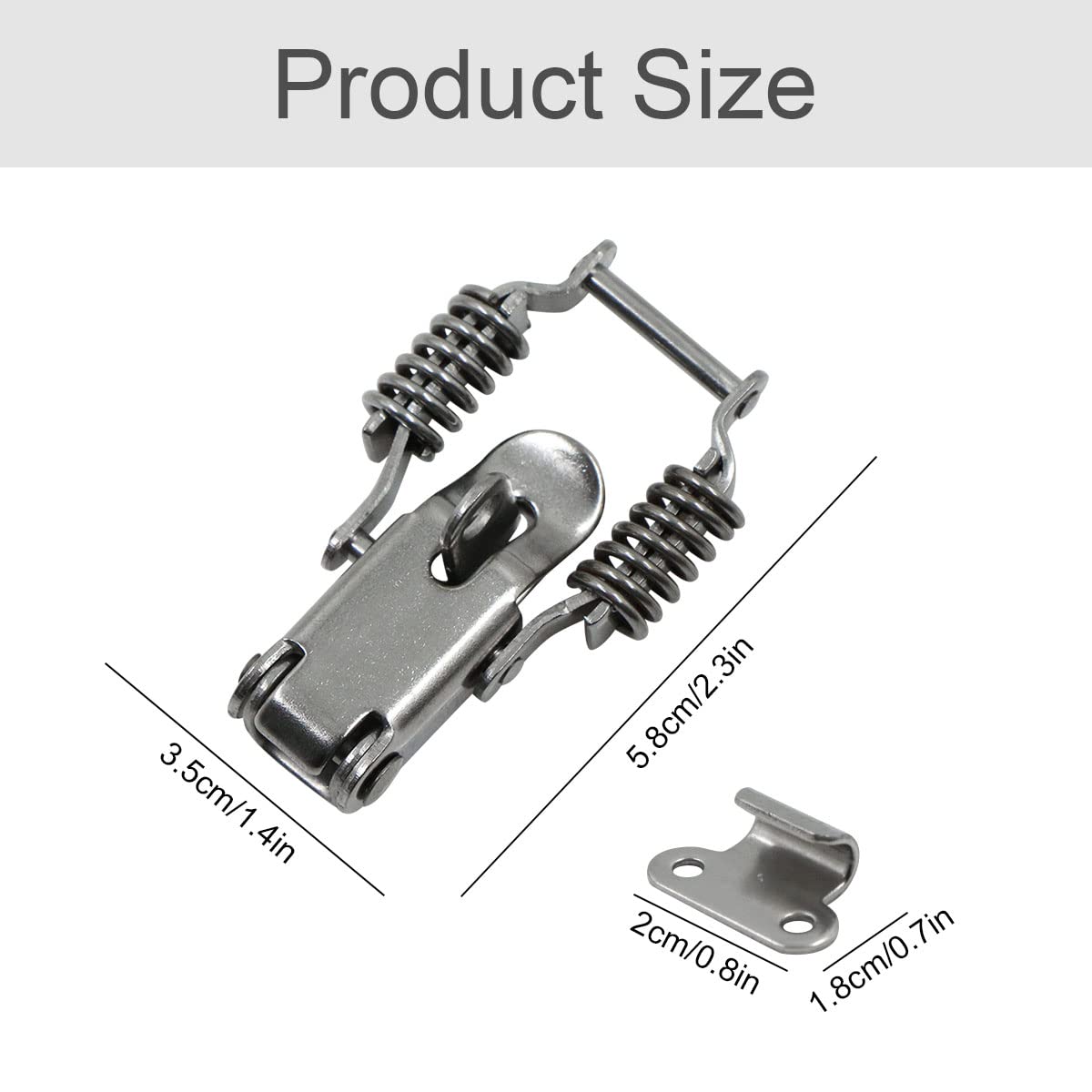 Pack of 4 Stainless Steel Lever Lock Cap Lock Box Lock with Locking Hole - Image 2